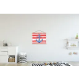 Anker - Verfspatten - Rood - Blauw textielposter latten blank klein -kinderkamer