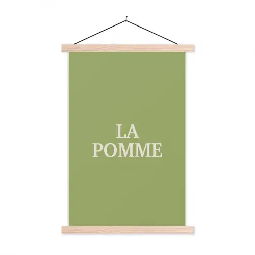 Appel - Groen - Minimalistisch textielposter latten blank klein -3d