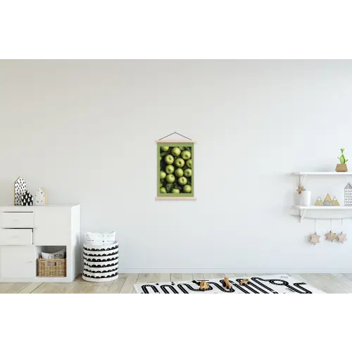 Appels - Groen - bladeren textielposter latten blank klein -kinderkamer