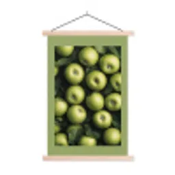 Appels - Groen - bladeren textielposter latten blank klein -3d