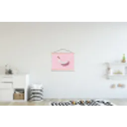 Banaan - Stippen - roze textielposter latten blank klein -kinderkamer