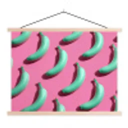 Bananen - Patroon - Blauw - Roze textielposter latten blank klein -3d