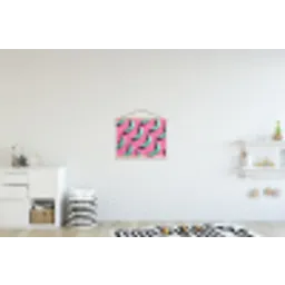 Bananen - Patroon - Blauw - Roze textielposter latten blank klein -kinderkamer