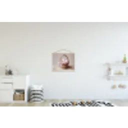 Mand - Eieren - Roze textielposter latten blank klein -kinderkamer