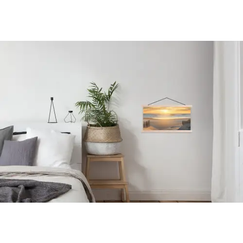 Strand - Duinen - Zonsondergang textielposter latten blank klein -woonkamer