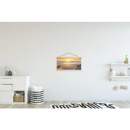 Strand - Duinen - Zonsondergang textielposter latten blank klein -kinderkamer