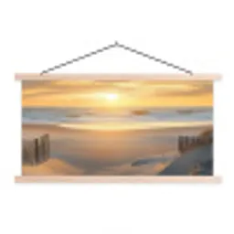 Strand - Duinen - Zonsondergang textielposter latten blank klein -3d