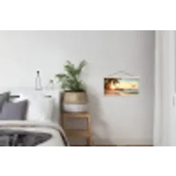 Strand - Palmbomen - Oceaan - Zonsondergang textielposter latten blank klein -woonkamer
