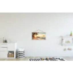 Strand - Palmbomen - Oceaan - Zonsondergang textielposter latten blank klein -kinderkamer