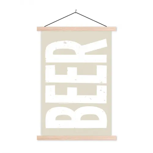 Beer - Japandi - Beige - Decoratie textielposter latten blank klein -3d