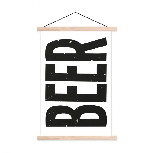 Bier - Japandi - Decoratie - Zwart textielposter latten blank klein -3d