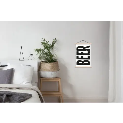 Bier - Japandi - Decoratie - Zwart textielposter latten blank klein -woonkamer