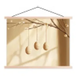 Beige - Paastak - Eieren textielposter latten blank klein -3d