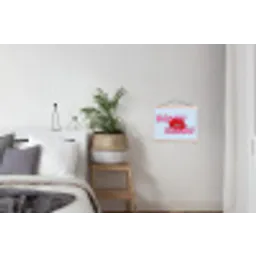 Bisou - Blauw - Roze - Lippen textielposter latten blank klein -woonkamer