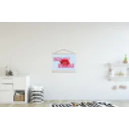 Bisou - Blauw - Roze - Lippen textielposter latten blank klein -kinderkamer