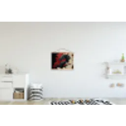 Zwarte draak - Rookwolken - Rood textielposter latten blank klein -kinderkamer