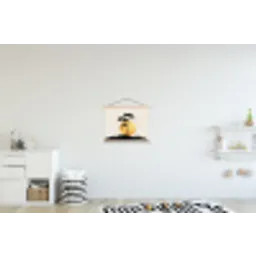 Zwarte boom - Gouden cirkel - Heuvel textielposter latten blank klein -kinderkamer