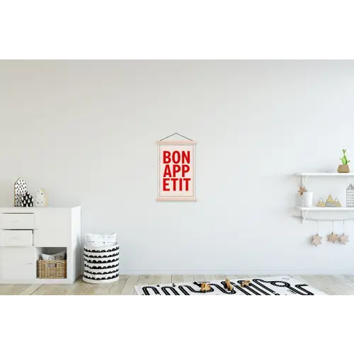 Blokletters - Rood - Kartelrand textielposter latten blank klein -kinderkamer