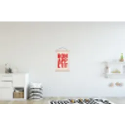 Blokletters - Rood - Kartelrand textielposter latten blank klein -kinderkamer