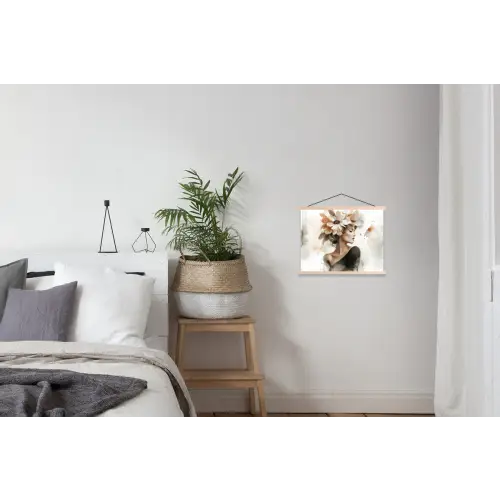 Bloesem - Portret - Gezicht textielposter latten blank klein -woonkamer