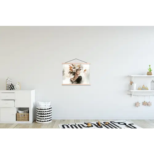Bloesem - Portret - Gezicht textielposter latten blank klein -kinderkamer
