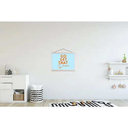 Blauw - Oranje - Tekst textielposter latten blank klein -kinderkamer