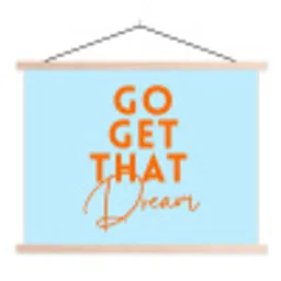 Blauw - Oranje - Tekst textielposter latten blank klein -3d