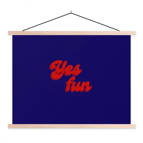 Blauw - Rood - Yes fun - 3D textielposter latten blank klein -3d