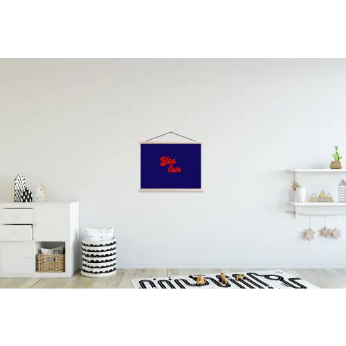 Blauw - Rood - Yes fun - 3D textielposter latten blank klein -kinderkamer