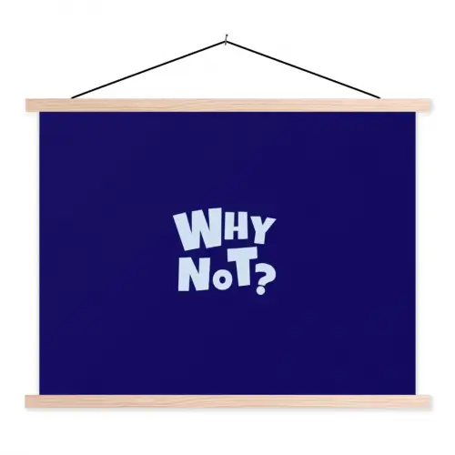 Blauw - Why not - Minimalistisch textielposter latten blank klein -3d