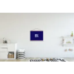 Blauw - Why not - Minimalistisch textielposter latten blank klein -kinderkamer