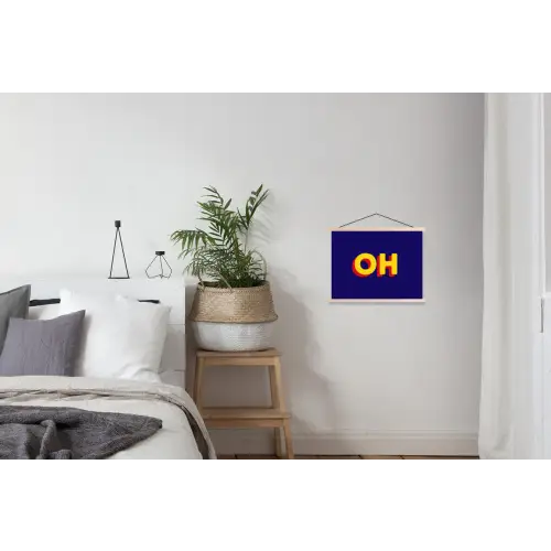 Blauw - Geel - OH - Schaduw textielposter latten blank klein -woonkamer