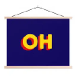 Blauw - Geel - OH - Schaduw textielposter latten blank klein -3d
