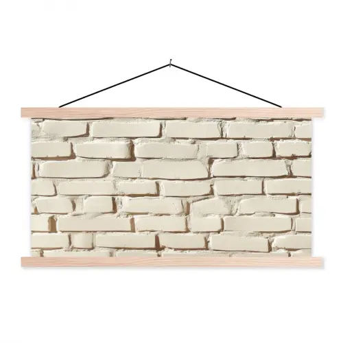 Bakstenen - Muur - Licht - Wit textielposter latten blank klein -3d