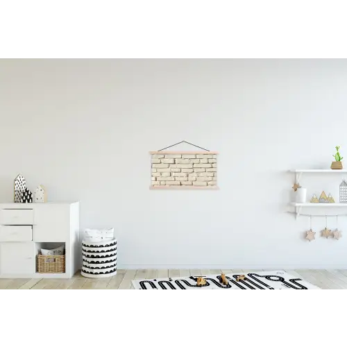 Bakstenen - Muur - Licht - Wit textielposter latten blank klein -kinderkamer