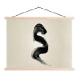 Penseelstreek - Zwart - Minimalistisch textielposter latten blank klein -3d