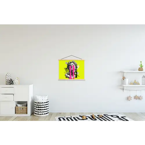 Buste - Verf - Geel textielposter latten blank klein -kinderkamer