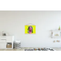 Buste - Verf - Geel textielposter latten blank klein -kinderkamer