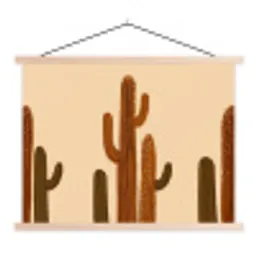 Cactus - Woestijn - Zand - Bruin textielposter latten blank klein -3d