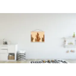 Cactus - Woestijn - Zand - Bruin textielposter latten blank klein -kinderkamer