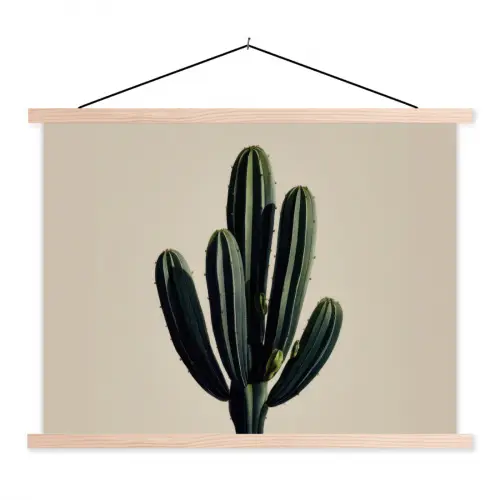 Cactus - Subtiel - Groen textielposter latten blank klein -3d