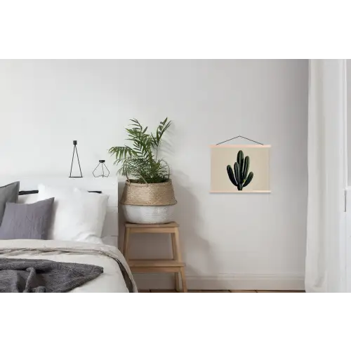Cactus - Subtiel - Groen textielposter latten blank klein -woonkamer