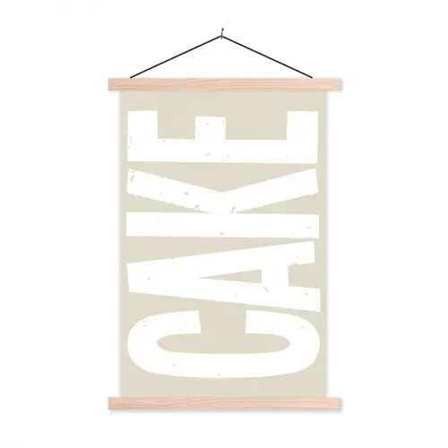 Cake - Woord - Japandi - Wit textielposter latten blank klein -3d