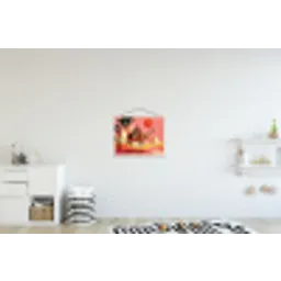 Kameel - Pyramides - Rode zon textielposter latten blank klein -kinderkamer