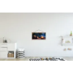 Kampvuur - Meer - Avondlicht textielposter latten blank klein -kinderkamer