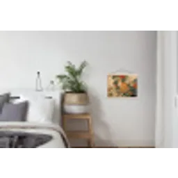 Kat - Sierlijk - Bloemen textielposter latten blank klein -woonkamer