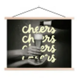 Cheers - Wijn - Zwart - Wit textielposter latten blank klein -3d