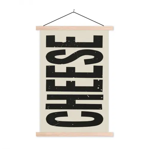 Kaas - Decoratie - Beige - Cheese textielposter latten blank klein -3d