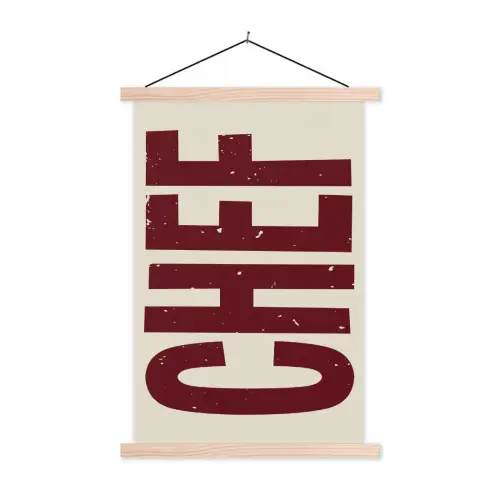 Chef - Rood - Japandi - Vintage textielposter latten blank klein -3d