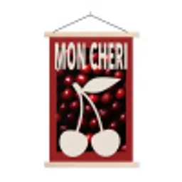 Kersen - Illustratie - Rood textielposter latten blank klein -3d